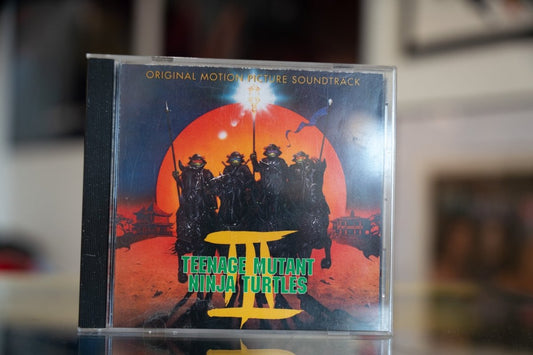 Teenage Mutant Ninja Turtles III original motion picture soundtrack CD with samurai Turtles on horseback against red sun artwork