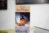 The Seventh Sign VHS tan sleeve with Demi Moore credit silhouetted figure divine light golden disc with Roman numerals in clouds