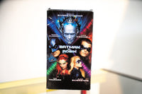 VHS Batman and Robin Schwarzenegger Mr Freeze ice blue Clooney Batman O'Donnell Robin Thurman Poison Ivy Silverstone Batgirl BATMAN ROBIN metallic text