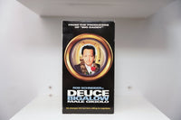 VHS Deuce Bigalow Male Gigolo Rob Schneider gold frame leopard jacket red rose DEUCE BIGALOW MALE GIGOLO blue white text Big Daddy