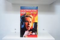 VHS Great Balls of Fire Movie Time banner Dennis Quaid blonde pompadour microphone flames Winona Ryder GREAT BALLS OF FIRE yellow red text
