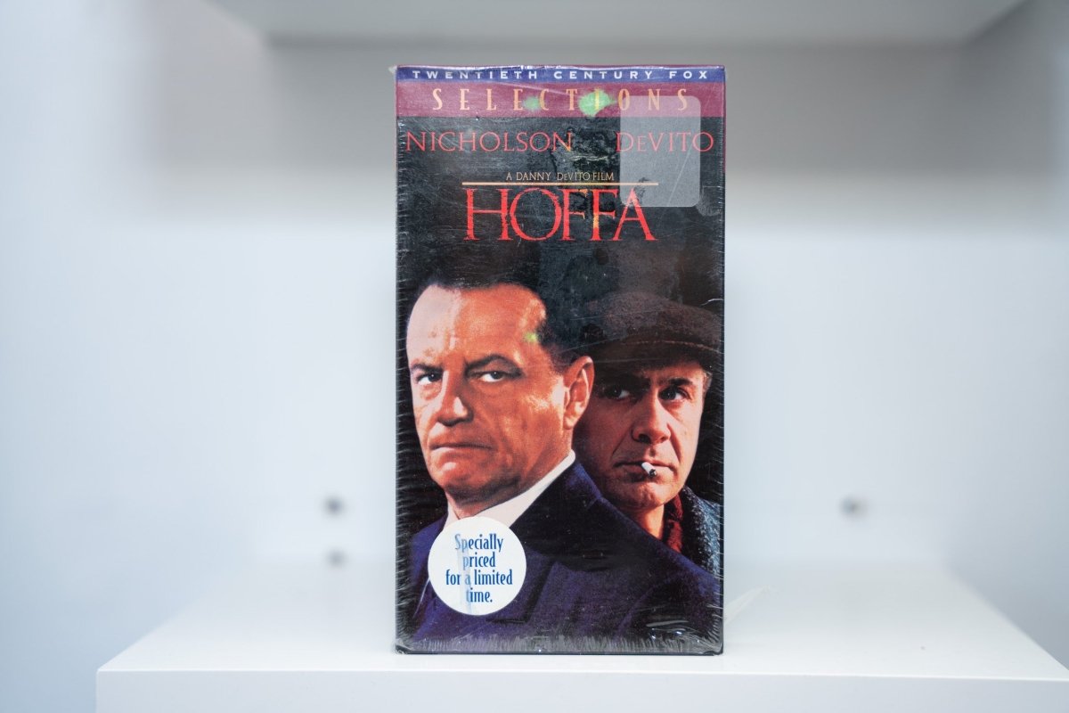 VHS Hoffa sealed Twentieth Century Fox Selections Jack Nicholson intense Danny DeVito hat cigarette HOFFA red text specially priced sticker