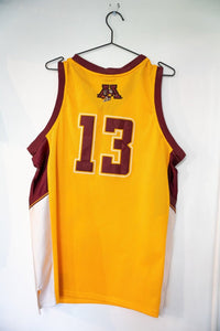Colosseum Athletics Minnesota Golden Gophers college basketball jersey in maroon with gold trim, size large