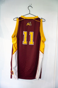 Colosseum Athletics Minnesota Golden Gophers college basketball jersey in maroon, size XL, displayed flat showing front and sleeves