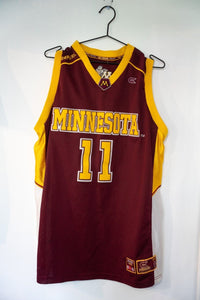 Colosseum Athletics Minnesota Golden Gophers college basketball jersey in maroon with gold trim, size XL, displayed flat against white background