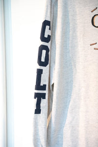 Colt Real Cowboys Shoot Colts long sleeve shirt in XXL, featuring dark graphic print on front chest area, vintage sportswear apparel