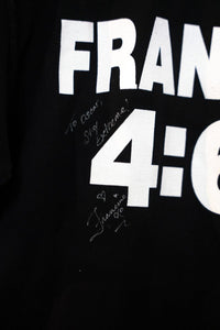 ECW autographed wrestling shirt, size XL, featuring 4:69 design with signature on dark fabric