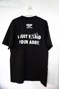 ECW autographed wrestling shirt, size XL, featuring Francine from 4:69 era, black cotton tee with printed graphics and signature