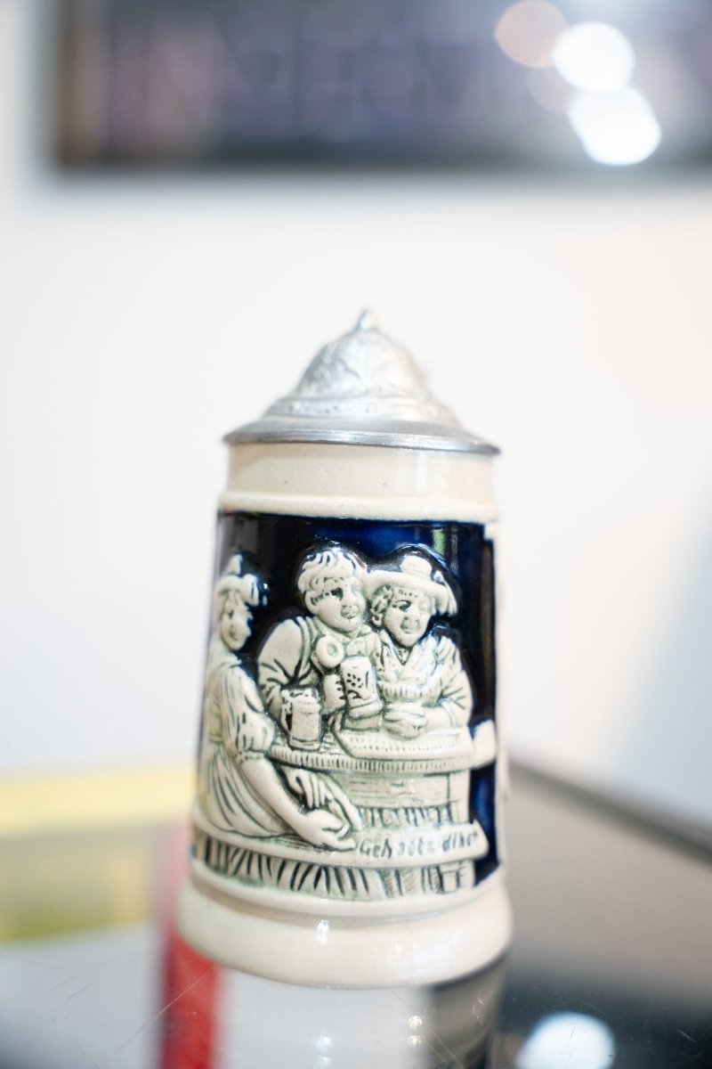 Vintage German Antique Mini Beer Stein Froh Gemut