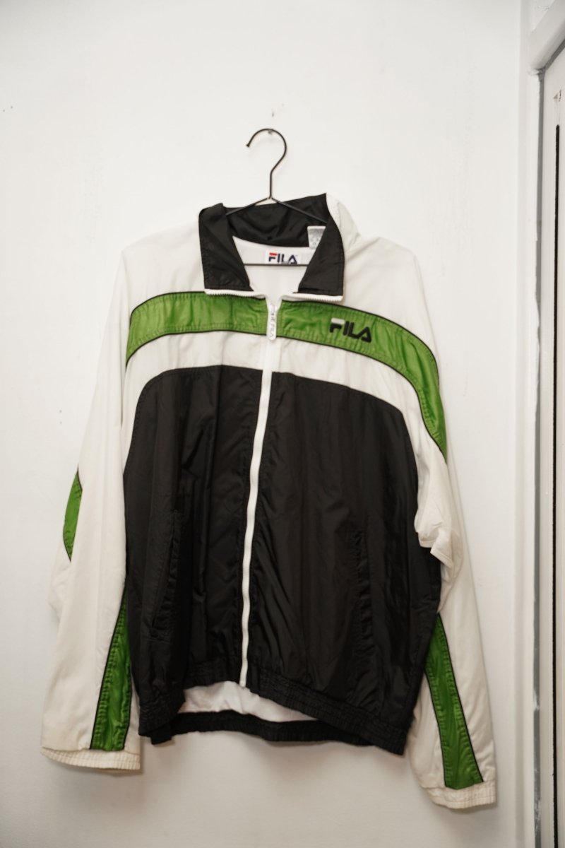 Vintage Green Stripe Fila Windbreaker - Keep It Classic