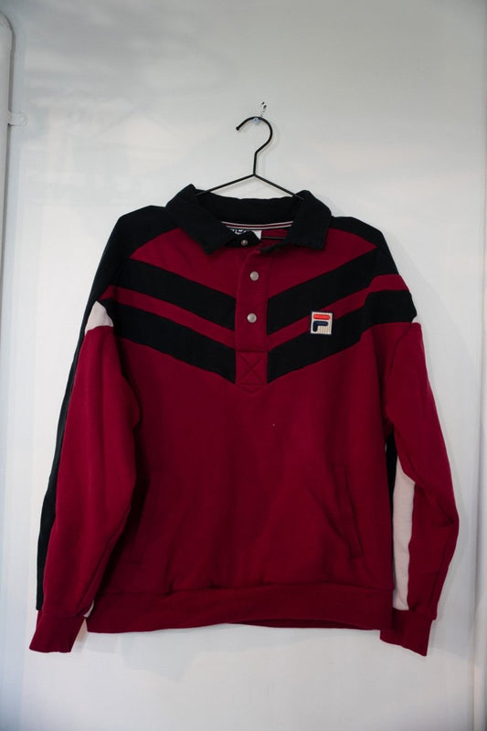 Vintage Maroon Fila Button Up Sweater Size Large - Keep It Classic