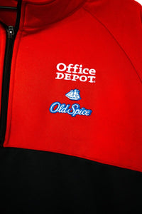 NASCAR Winners Circle Old Spice fleece jacket size large, navy blue with embroidered racing graphics and sponsor logos from early 2000s era