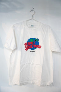Planet Hollywood Bangkok graphic t-shirt in large size, featuring the restaurant chain's logo in color print on front, circa 1990s-2000s