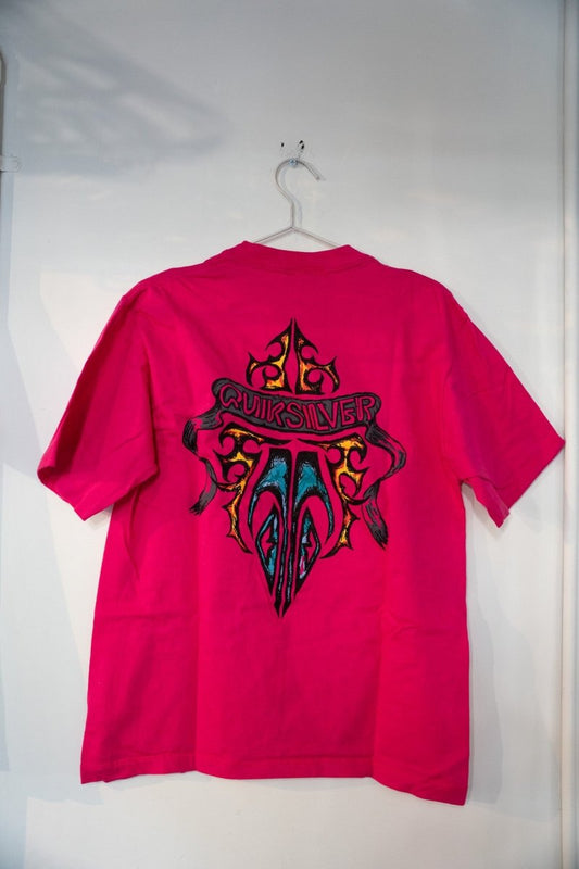 Quiksilver Since 1970 vintage t-shirt in large size, displaying the brand's classic logo on heather gray fabric