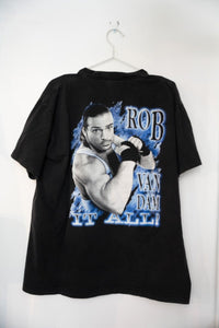 ECW Rob Van Damn It All t-shirt in large, featuring black cotton fabric with printed graphic text and design from vintage wrestling merchandise era