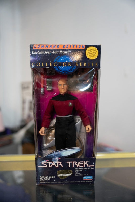 Vintage Playmates Star Trek Command Edition Captain Picard 9-inch figure in TNG red command uniform in original collector box