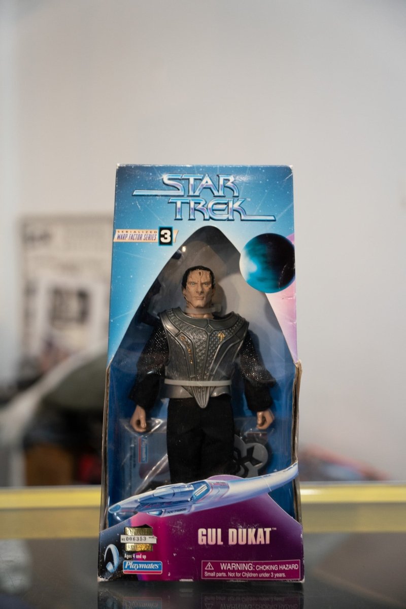 Vintage Playmates Star Trek Warp Factor Series 3 Gul Dukat figure in Cardassian armor in original blue window box