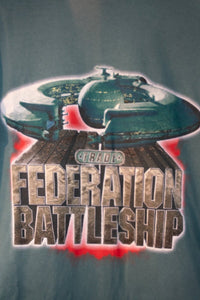 Star Wars Federation Battleship promo shirt size large, cream colored cotton with faded graphic and sun damage spots from storage