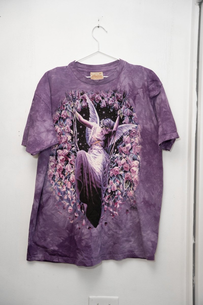 Vintage Y2K 2001 The Mountain Fairy Angel Pixie Purple Tie Dye Shirt - Keep It Classic