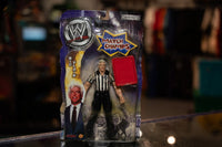 WWF Match Champs Ric Flair referee action figure with black and white striped shirt, circa 1990s wrestling toy